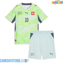 Camisa de time de futebol Suíça Granit Xhaka #10 Replicas 2º Equipamento Infantil Mundo 2026 Manga Curta (+ Calças curtas)